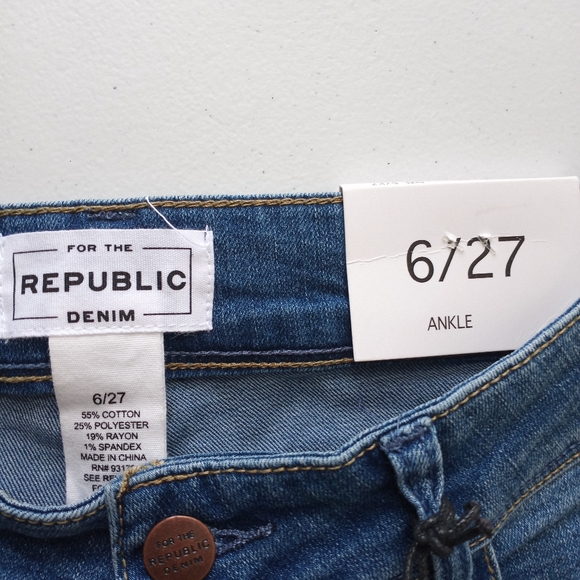 For The Republic Denim Skinny Jeans Size 6/27 Blue Stretch Mid Rise NWT - Picture 4 of 10